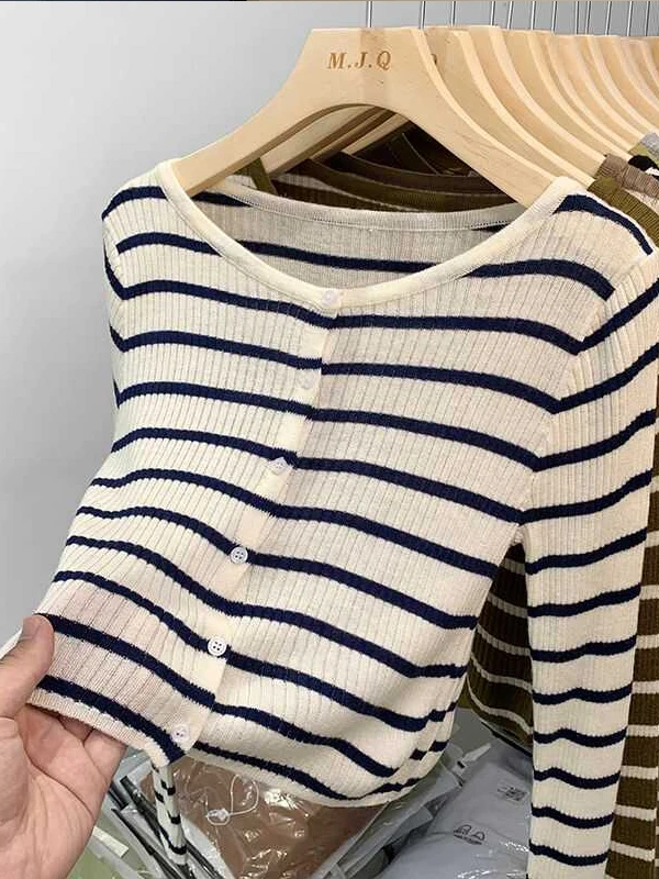 Early Autumn Women's Knitted Open Cardigan Long Sleeve round Neck Outerwear Spring Autumn Striped Top Medium Softness Casual ...
Early Autumn Women's Knitted Open Cardigan Long Sleeve round Neck Outerwear Spring Autumn Striped Top Medium Softness Casual ...