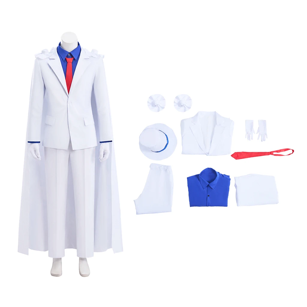 Kaito Kuroba Cosplay Costume Adult Men Magic Suit Full Set White Jacket Pants Cape Hat Halloween Party Uniform Outfit
Kaito Kuroba Cosplay Costume Adult Men Magic Suit Full Set White Jacket Pants Cape Hat Halloween Party Uniform Outfit