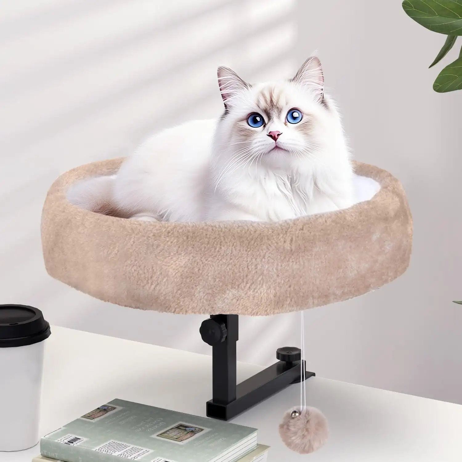 Cat Desk Bed - Supports up to 44 lbs, Soft Faux Fur Fabric, 360°Rotating & Height Adjustable, Desk Cat Nest Bed
Cat Desk Bed - Supports up to 44 lbs, Soft Faux Fur Fabric, 360°Rotating & Height Adjustable, Desk Cat Nest Bed