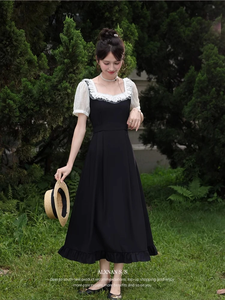 ALXNAN Women's Long Dress Square Neck Puff Sleeve Spliced Black Dresses 2025 Summer Casual A-Line Short Sleeve Clothing L56082
ALXNAN Women's Long Dress Square Neck Puff Sleeve Spliced Black Dresses 2025 Summer Casual A-Line Short Sleeve Clothing L56082