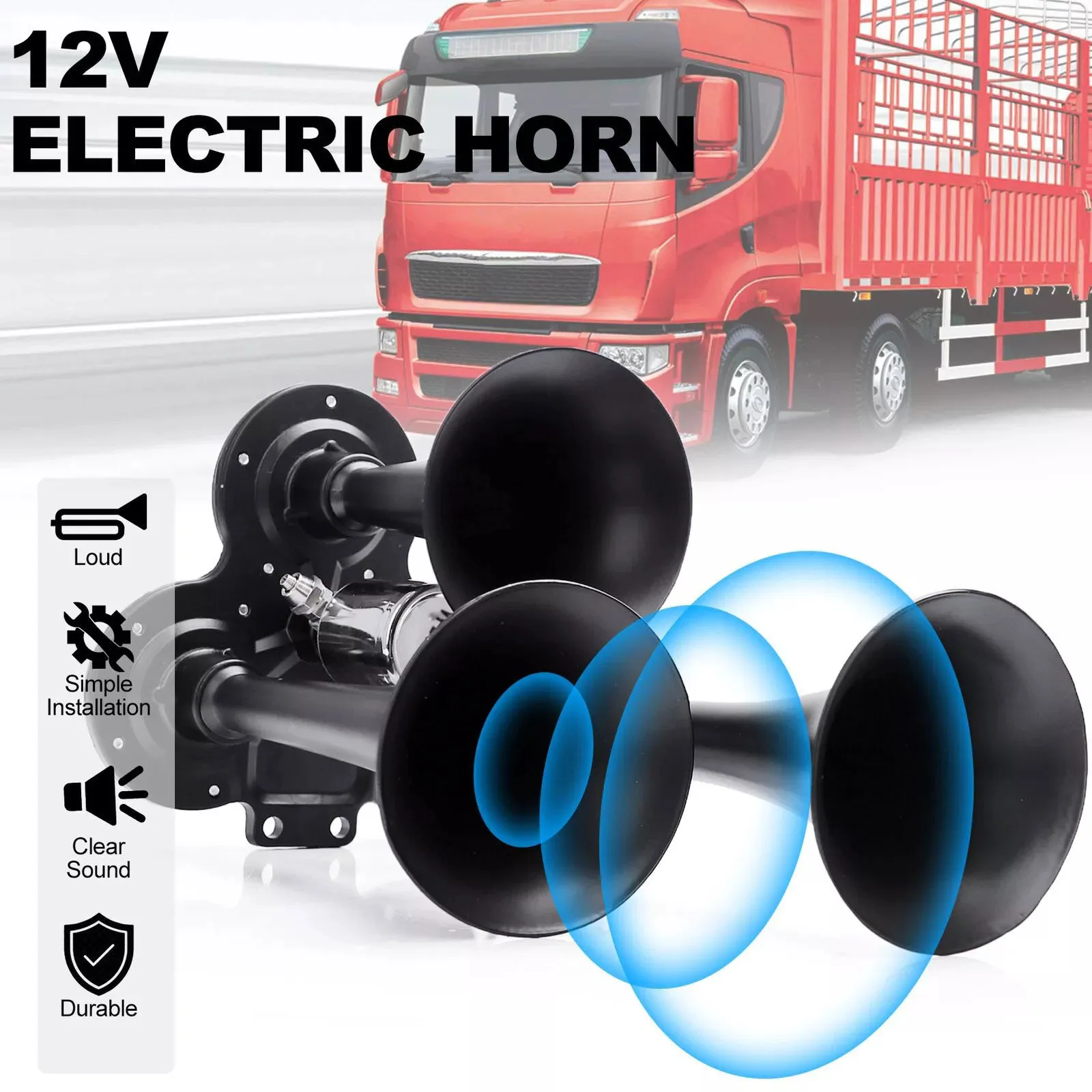 1pc 135dB Triple Trumpet Train Air Horn Kit 12V/24V Super Loud with Solenoid & Hose for Car Truck Motorcycle Boat
1pc 135dB Triple Trumpet Train Air Horn Kit 12V/24V Super Loud with Solenoid & Hose for Car Truck Motorcycle Boat