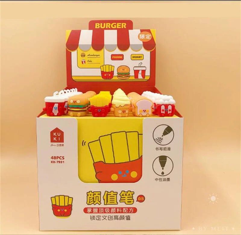 48 pcs/lot Creative Hamburger Gel Pen Cute Fries 0.5 mm Black Ink Signature Pens Office School Supplies Korean Stationery
48 pcs/lot Creative Hamburger Gel Pen Cute Fries 0.5 mm Black Ink Signature Pens Office School Supplies Korean Stationery