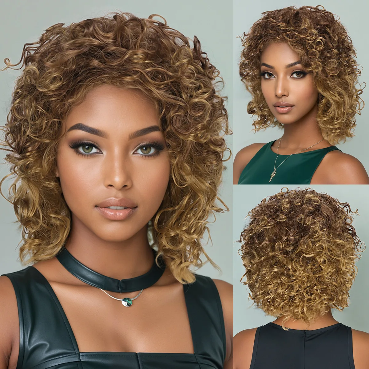 European and American gradient color African small fluffy women's short curly hair wig-Synthetic fiber wig
European and American gradient color African small fluffy women's short curly hair wig-Synthetic fiber wig