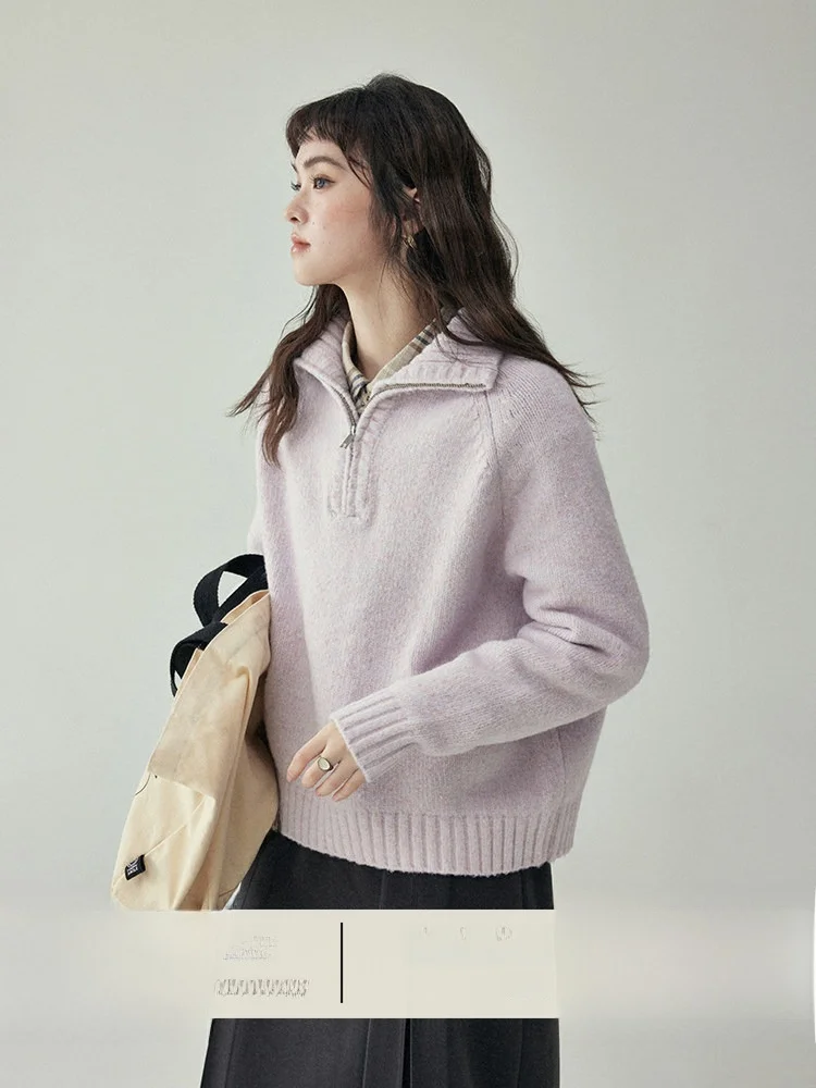 AMUU Original Loose Women's Knitted Sweater Half Open Collar Pullover Woolen Top Casual Style Fashion for Young Ladies
AMUU Original Loose Women's Knitted Sweater Half Open Collar Pullover Woolen Top Casual Style Fashion for Young Ladies