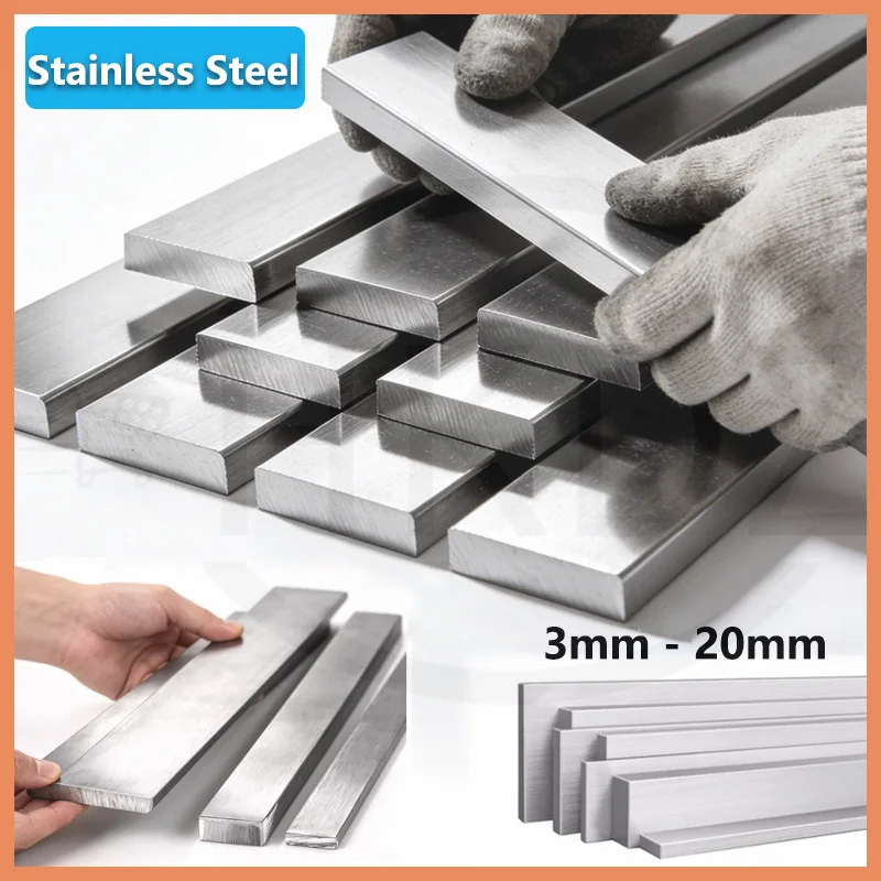1PCS 304 Stainless Steel Flat Bar Rod Thickess 3mm 4mm 5mm 6mm 8mm 10mm 15mm 20mm Length 100mm 200mm 300mm 500mm
1PCS 304 Stainless Steel Flat Bar Rod Thickess 3mm 4mm 5mm 6mm 8mm 10mm 15mm 20mm Length 100mm 200mm 300mm 500mm