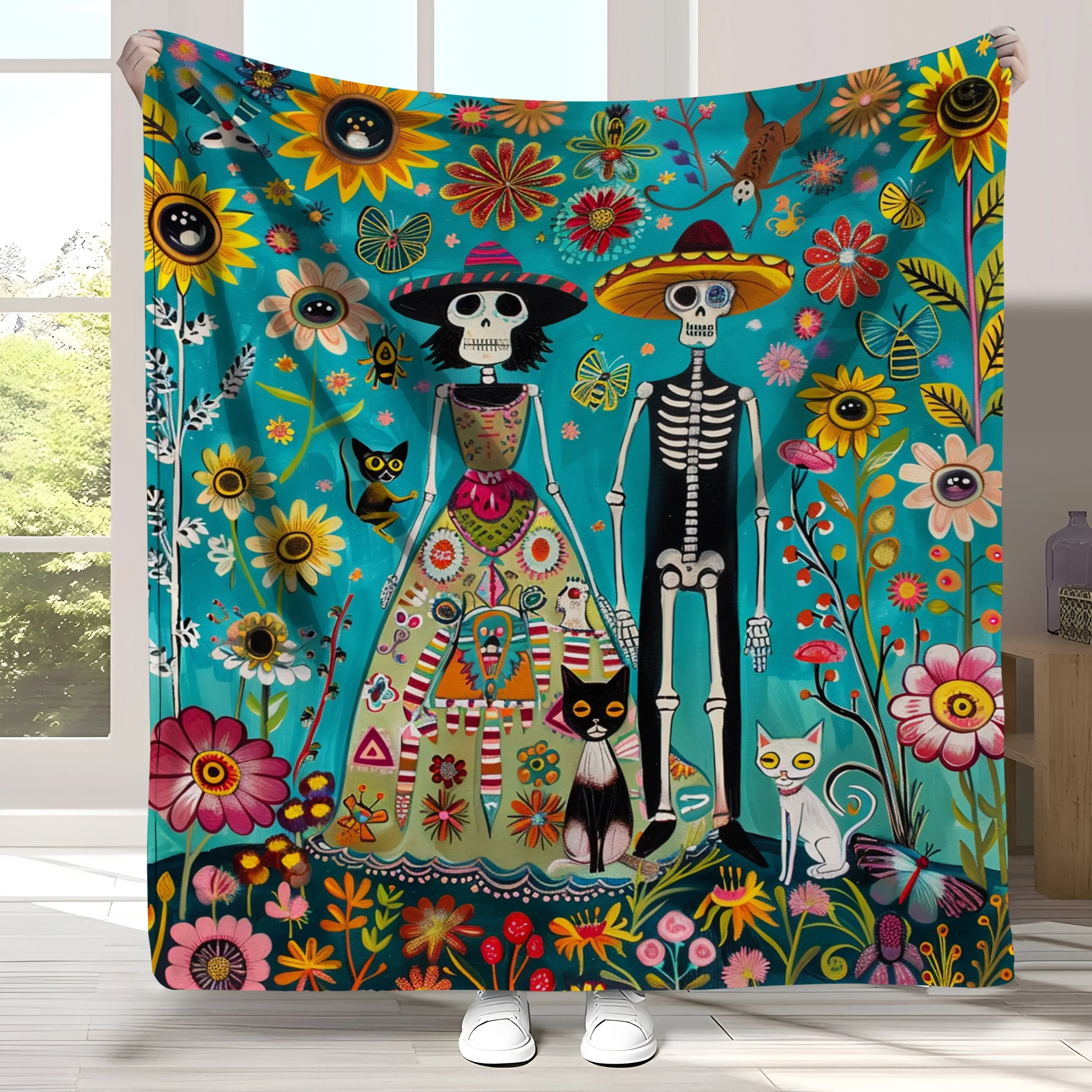 Cozy Flannel Halloween Throw with Colorful Skulls Soft Warm Blanket for Bed Couch Travel Vintage Style
Cozy Flannel Halloween Throw with Colorful Skulls Soft Warm Blanket for Bed Couch Travel Vintage Style