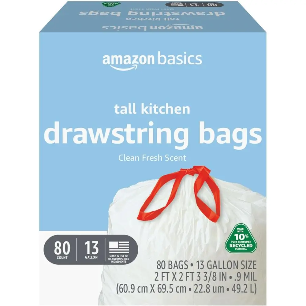 13-Gallon Strong Scented Tall Kitchen Trash Bags, 10% Recycled, 80-Count
13-Gallon Strong Scented Tall Kitchen Trash Bags, 10% Recycled, 80-Count