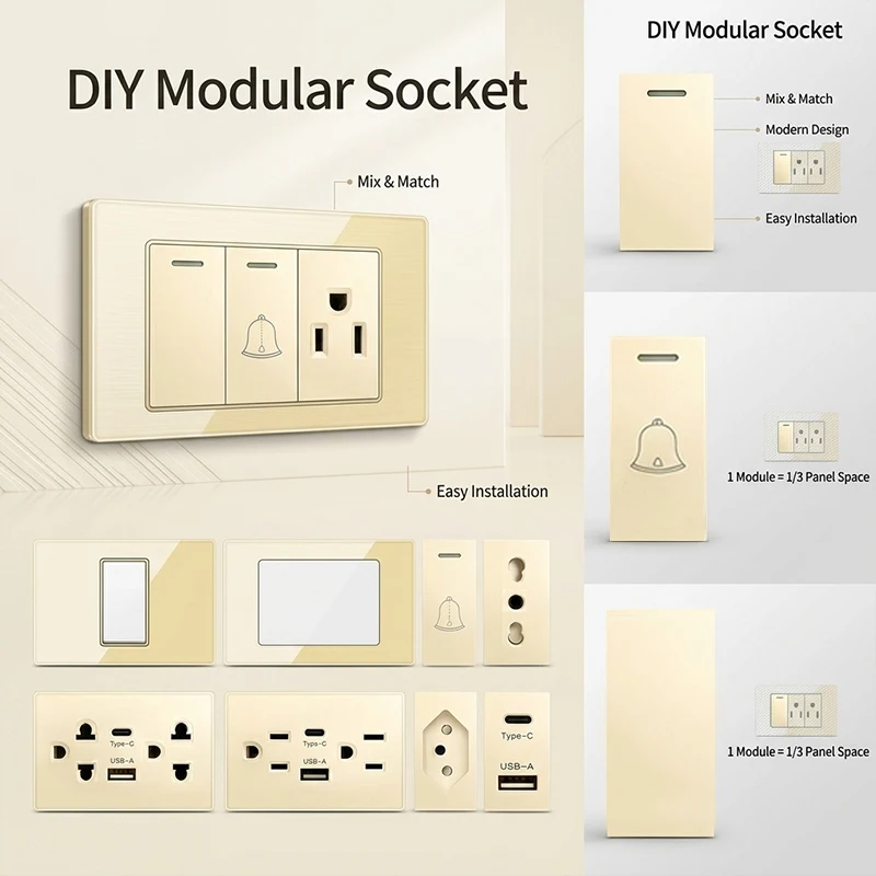 Modular DIY Tempered Glass Wall Plate 2x4Inch NEMA 5-15R Duplex Outlet US EU Italy Chile Multi Country Electrical Socket Modules
Modular DIY Tempered Glass Wall Plate 2x4Inch NEMA 5-15R Duplex Outlet US EU Italy Chile Multi Country Electrical Socket Modules