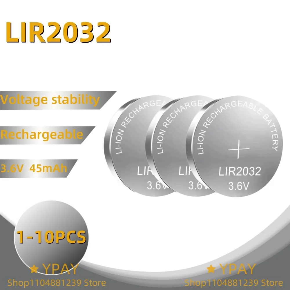1-10PCS LIR2032 Rechargeable Battery 2032 Lithium charging Can Replace CR2032 for watches Button Cell
1-10PCS LIR2032 Rechargeable Battery 2032 Lithium charging Can Replace CR2032 for watches Button Cell