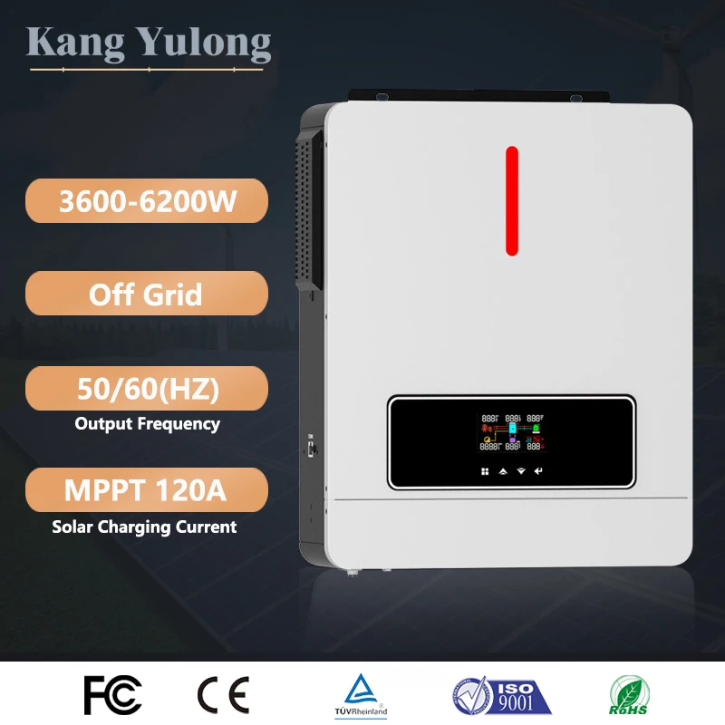 3.6KW 4.2KW 6.2KW Off Gird Solar Inverter 24V 48V 220Vac With120A MPPT Solar Controller PV Max 500VDC Pure Sine Wave Inverter
3.6KW 4.2KW 6.2KW Off Gird Solar Inverter 24V 48V 220Vac With120A MPPT Solar Controller PV Max 500VDC Pure Sine Wave Inverter