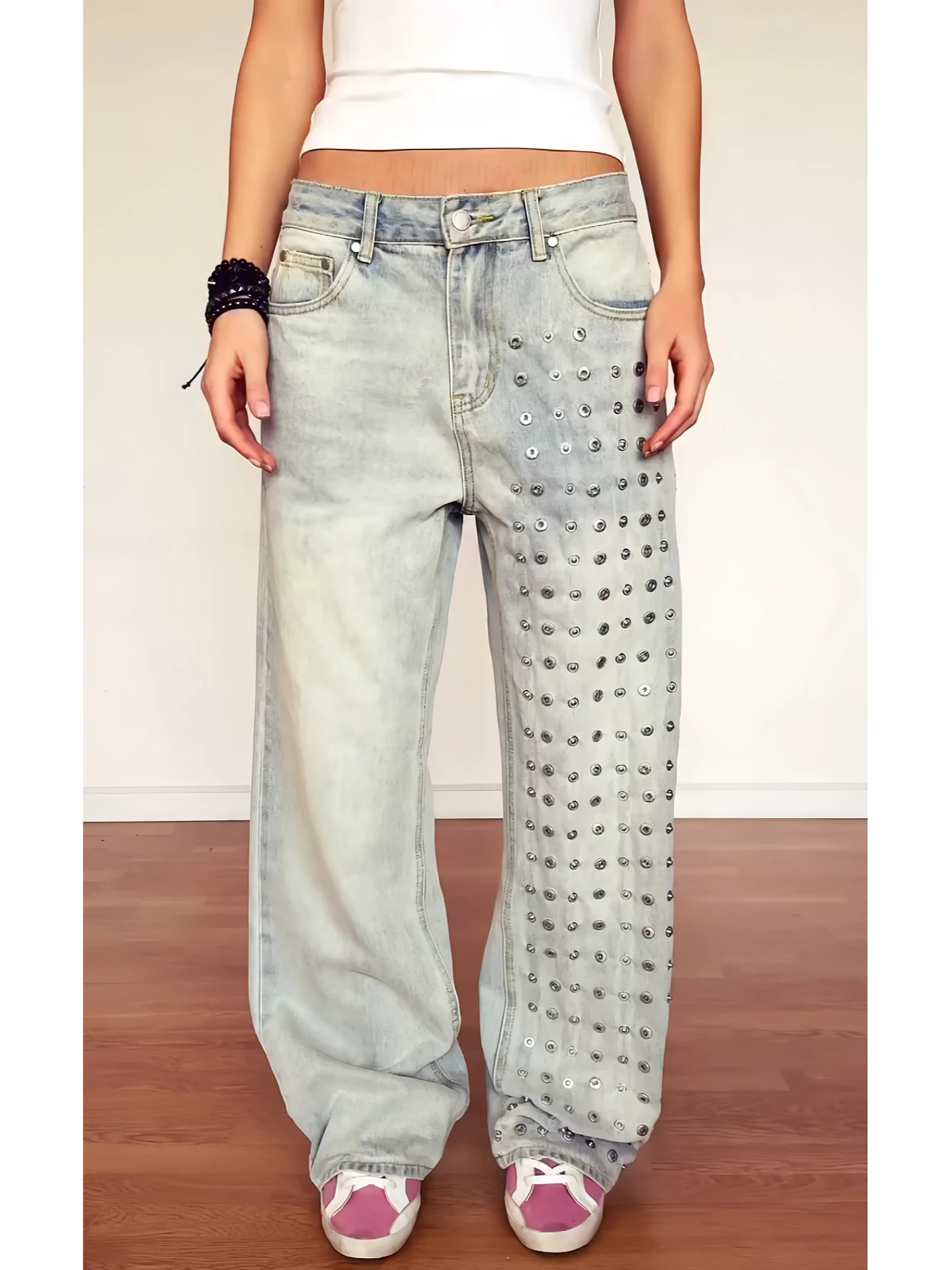 Retro American Washed Button down Denim Jeans High Waist Loose Straight Leg Pants for Women Casual All Seasons
Retro American Washed Button down Denim Jeans High Waist Loose Straight Leg Pants for Women Casual All Seasons