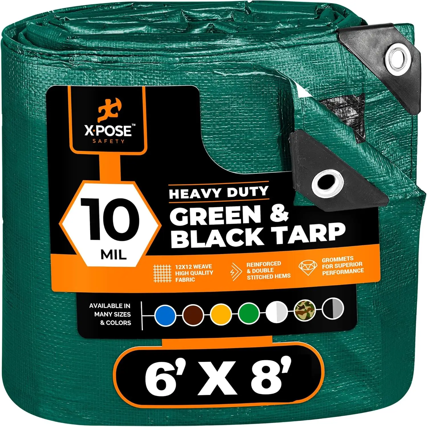 Heavy Duty Poly Tarp 6x8 ft - 10 Mil Waterproof UV Blocking Cover - Reversible Silver Black with Grommets
Heavy Duty Poly Tarp 6x8 ft - 10 Mil Waterproof UV Blocking Cover - Reversible Silver Black with Grommets