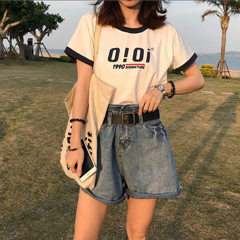 Letter Color Blocked Short Sleeved T-Shirt Korean Version New Slim Fit Student Top
Letter Color Blocked Short Sleeved T-Shirt Korean Version New Slim Fit Student Top