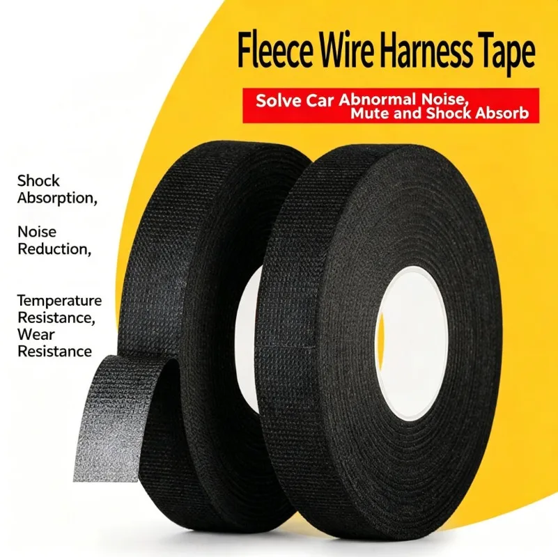 Black High Adhesion Fabric-Based Automotive Wiring Harness Flock Tape, High Temperature Resistant Cable Binding Tape
Black High Adhesion Fabric-Based Automotive Wiring Harness Flock Tape, High Temperature Resistant Cable Binding Tape
