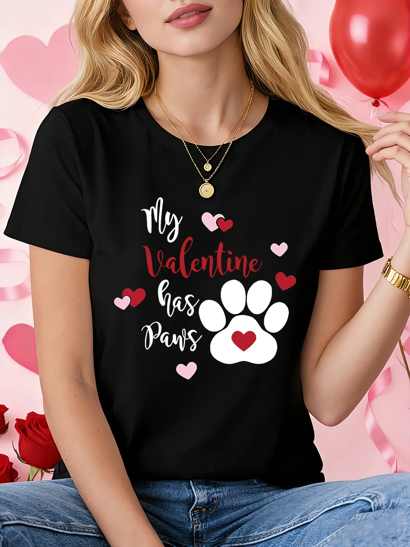 Женская футболка с коротким рукавом My Valentine has Paws, повседневный топ с круглым вырезом и принтом лап животных, повседневный топ для лета и весны
Женская футболка с коротким рукавом My Valentine has Paws, повседневный топ с круглым вырезом и принтом лап животных, повседневный топ для лета и весны