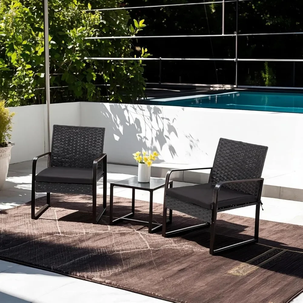 Modern Rattan Chair with Glass Coffee Table, 3-piece Outdoor Terrace Furniture Set, Suitable for Backyard, Lawn, and Balcony
Modern Rattan Chair with Glass Coffee Table, 3-piece Outdoor Terrace Furniture Set, Suitable for Backyard, Lawn, and Balcony