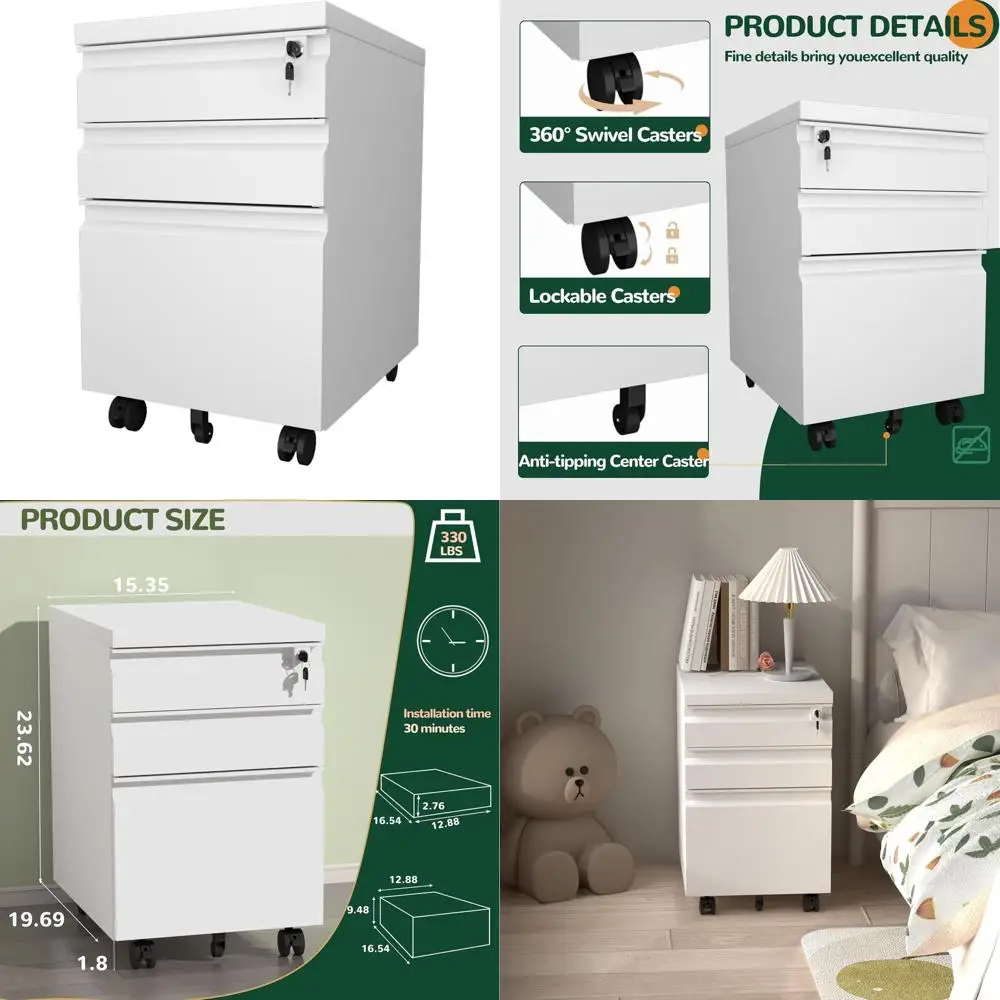 Металлический мобильный шкаф для документов с замком, белый, для хранения под столом, глубокие ящики для файлов формата Letter/Legal/A4, защита от опрокидывания
Металлический мобильный шкаф для документов с замком, белый, для хранения под столом, глубокие ящики для файлов формата Letter/Legal/A4, защита от опрокидывания