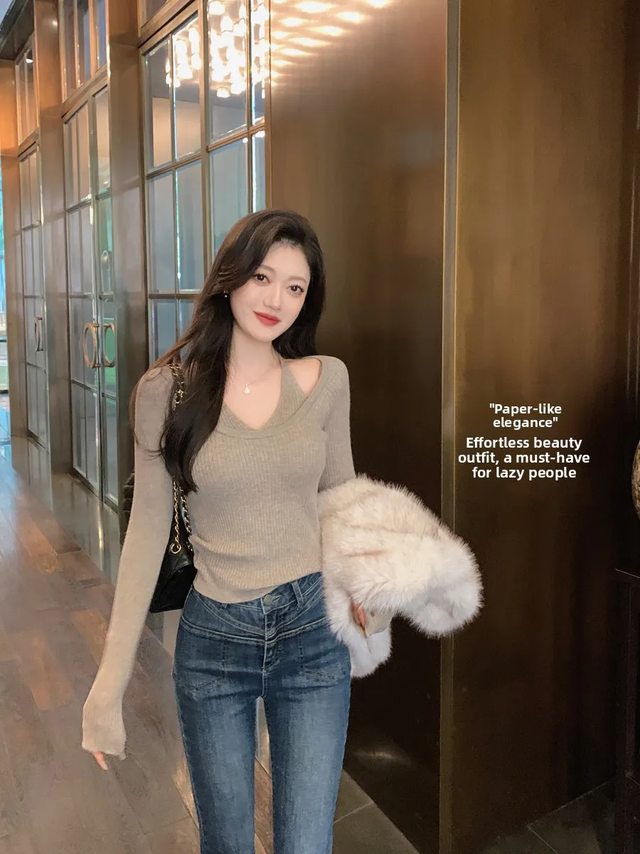 Long Sve Knitted Sweater Women's Slim Fit Ne Hanging Sle Autumn Winter Korean Sle Base irt Inner Wear Top by Lin Guan
Long Sve Knitted Sweater Women's Slim Fit Ne Hanging Sle Autumn Winter Korean Sle Base irt Inner Wear Top by Lin Guan