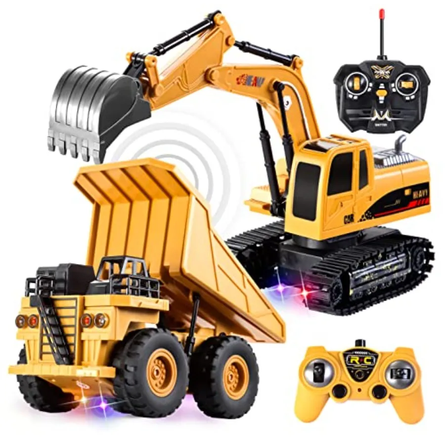 2 PCS Remote Control Construction Vehicle Toy Set Friction-Powered RC Excavator RC Dump Truck with Lights and Sounds in Blue an
2 PCS Remote Control Construction Vehicle Toy Set Friction-Powered RC Excavator RC Dump Truck with Lights and Sounds in Blue an