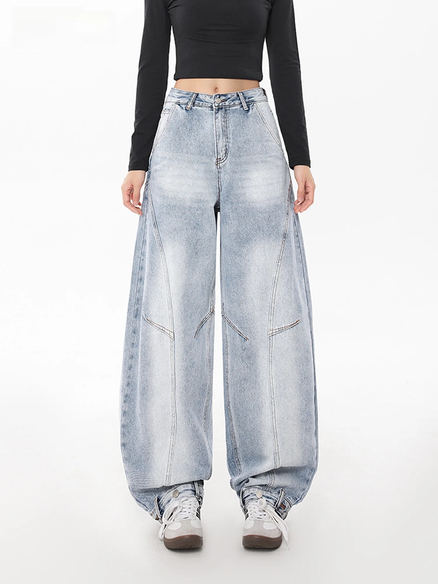 Women's Loose Wide Leg Jeans Blue Waed Casual Spring Season E.D.X Brand Knife Splicing Design Trousers
Women's Loose Wide Leg Jeans Blue Waed Casual Spring Season E.D.X Brand Knife Splicing Design Trousers