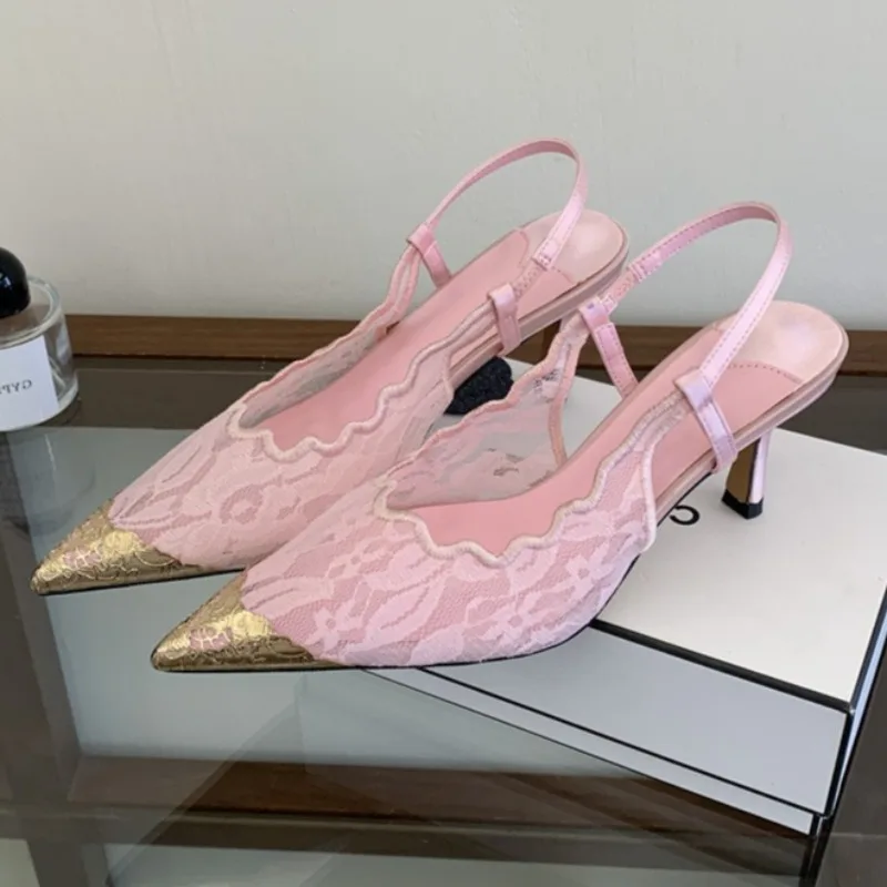 Aneikeh Summer Pink Lace Slingback Low Heel Heels Women Pointed Toe Stiletto Pumps Elegant Wedding Party Dress Sandalias Mujer
Aneikeh Summer Pink Lace Slingback Low Heel Heels Women Pointed Toe Stiletto Pumps Elegant Wedding Party Dress Sandalias Mujer