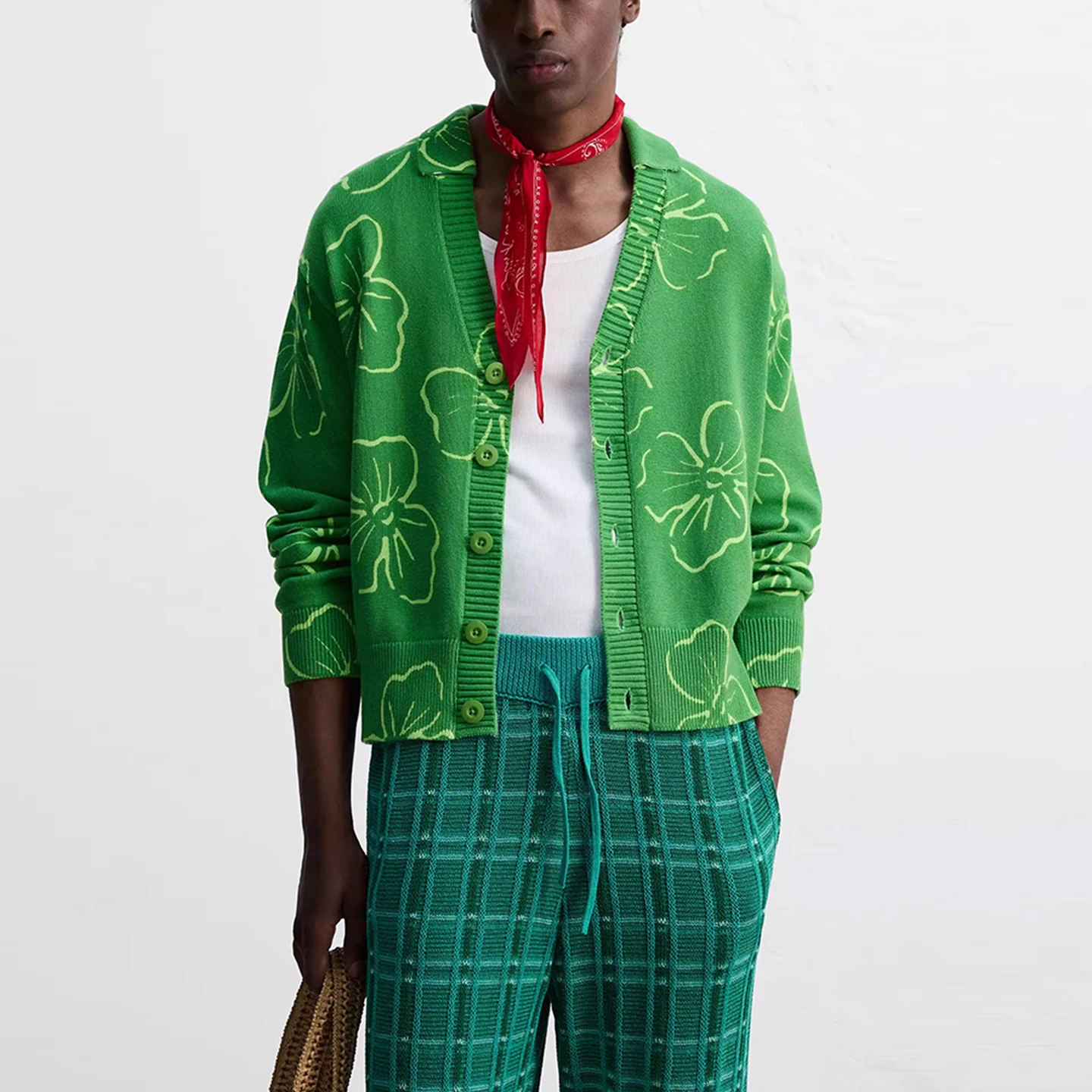 Loose Knitted V-Ne Sweater Faionable Floral Design Long Sve Cardigan for Youth Spring Autumn Wear Casual Urban Sle
Loose Knitted V-Ne Sweater Faionable Floral Design Long Sve Cardigan for Youth Spring Autumn Wear Casual Urban Sle