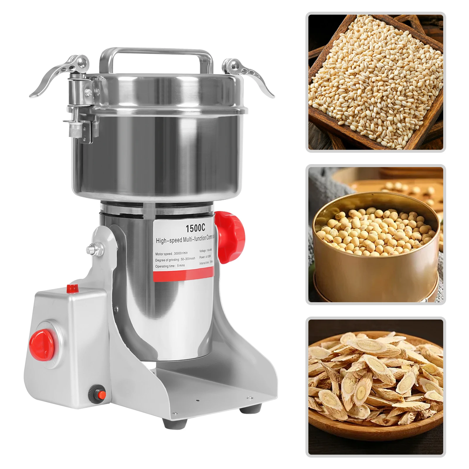 4100W Electric Grain Mill Grain Grinder, 1500g Electric Corn Grinding Machine, High Speed 30000r/min Beans, Rice, Cereals
4100W Electric Grain Mill Grain Grinder, 1500g Electric Corn Grinding Machine, High Speed 30000r/min Beans, Rice, Cereals