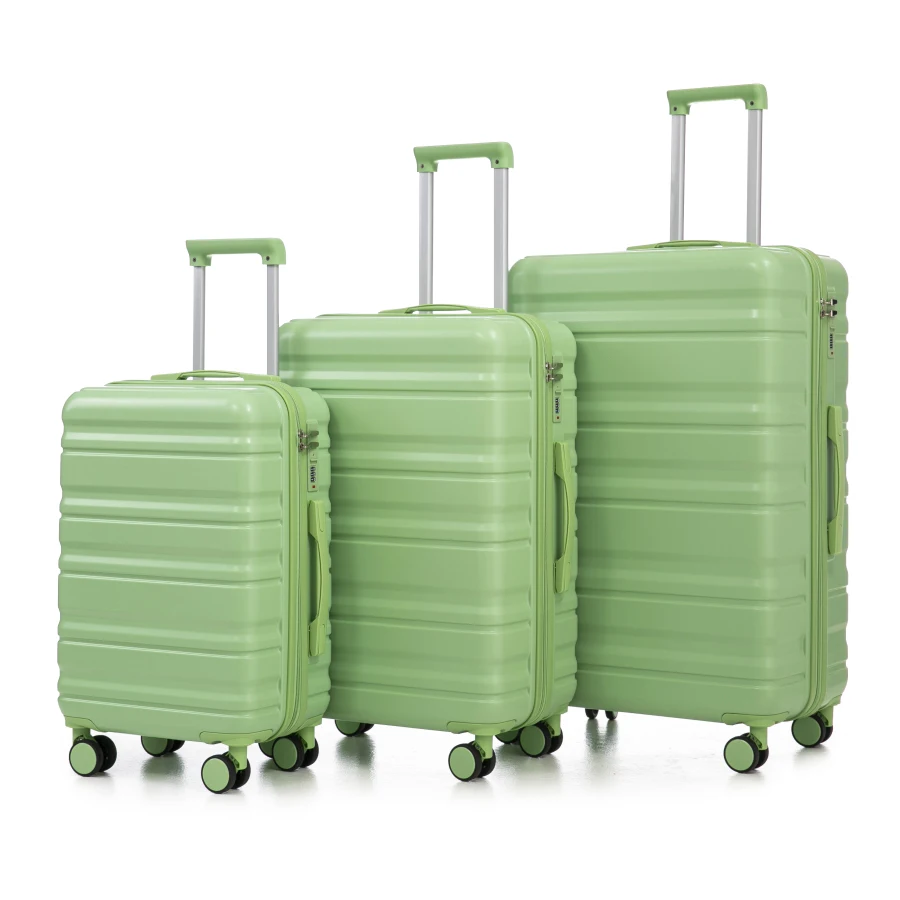 Tourist carry-on suitcase set for travel, ABS material, green color, spinner wheels and combination lock
Tourist carry-on suitcase set for travel, ABS material, green color, spinner wheels and combination lock