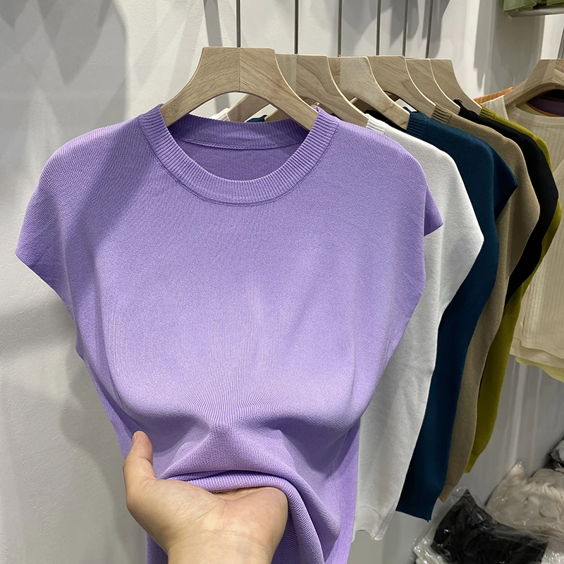Women Clothing Short Sleeve Knitted Sweater Women Pullovers Fashion White O-Neck Knit Sweater Pullover Women Tops Sweaters Q3326
Women Clothing Short Sleeve Knitted Sweater Women Pullovers Fashion White O-Neck Knit Sweater Pullover Women Tops Sweaters Q3326