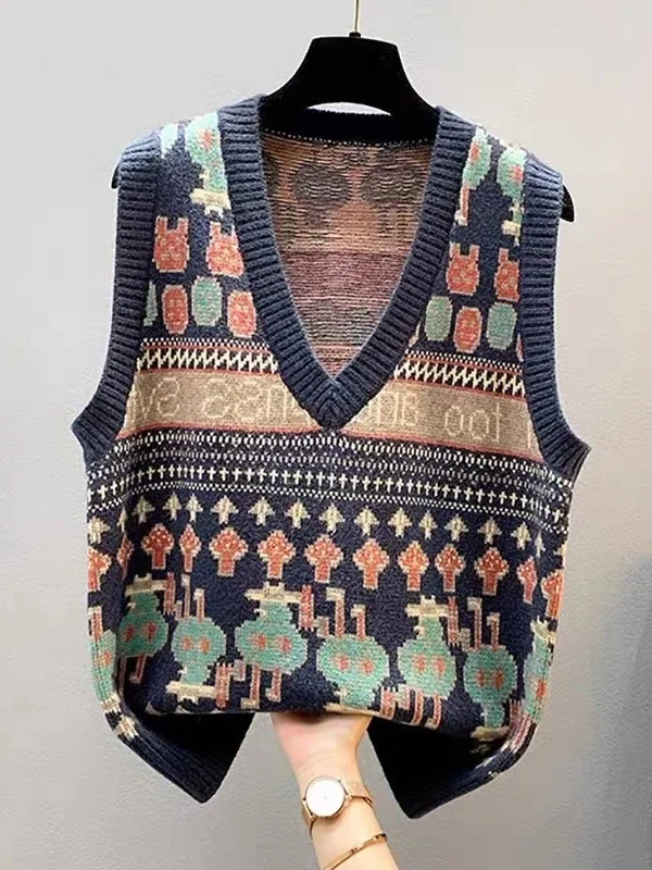 Trendy Women's Knitted Flower Pattern Vest Top Layered V-neck Sleeveless Sweater Autumn Fashion Outerwear Casual Style
Trendy Women's Knitted Flower Pattern Vest Top Layered V-neck Sleeveless Sweater Autumn Fashion Outerwear Casual Style