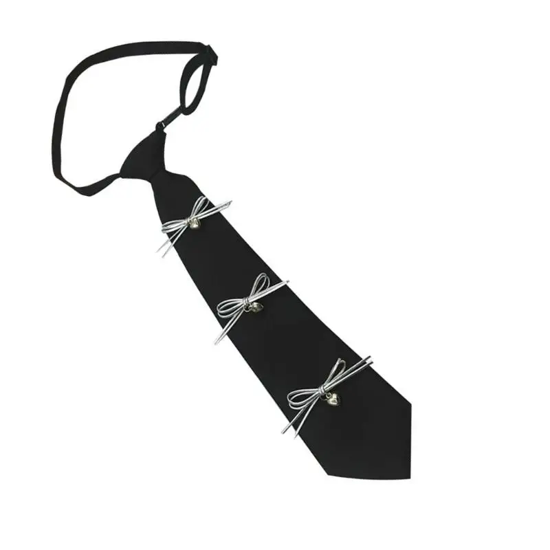 Предварительно завязанный галстук для женщин-школьников, милый черный длинный галстук с акцентом на банты
Предварительно завязанный галстук для женщин-школьников, милый черный длинный галстук с акцентом на банты
