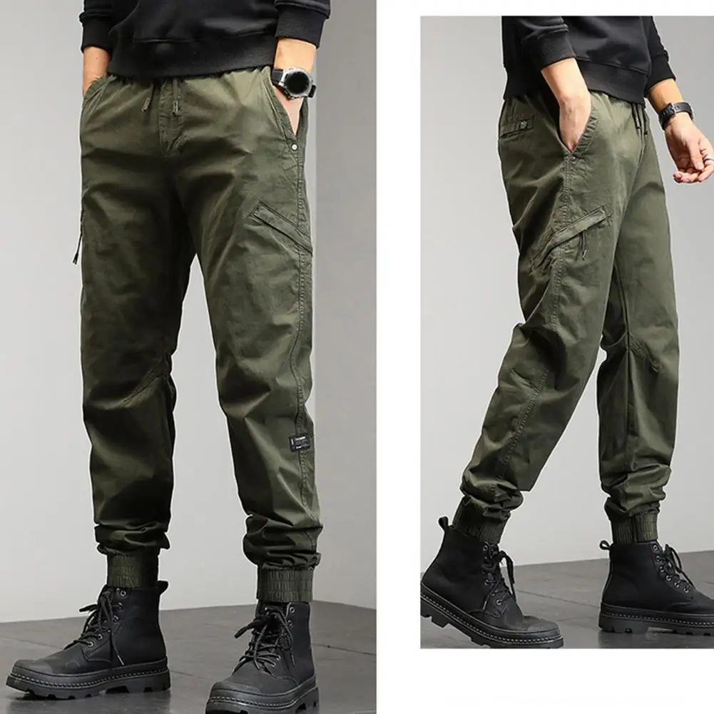 Trousers Breathable Mid Waist Men's Cargo Pants with Elastic Drawstring Ankle-banded Loose Fit Multiple Pockets Solid Color Men
Trousers Breathable Mid Waist Men's Cargo Pants with Elastic Drawstring Ankle-banded Loose Fit Multiple Pockets Solid Color Men