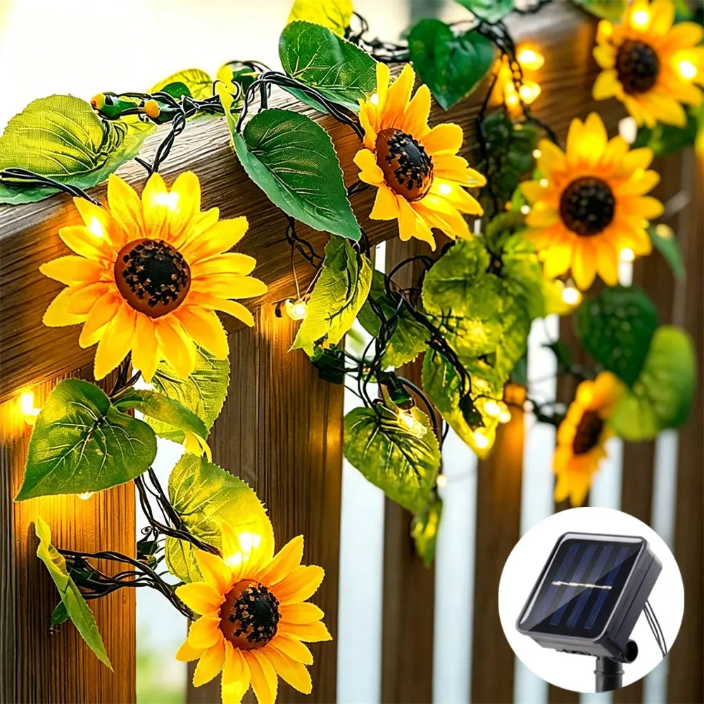 Solar Garden Lights Artificial Sunflower Garland LED Fairy String Lights for Outdoor Hanging Wedding Party Christmas Decoration
Solar Garden Lights Artificial Sunflower Garland LED Fairy String Lights for Outdoor Hanging Wedding Party Christmas Decoration