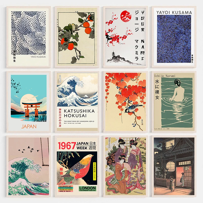 Vintage Japan Art Canvas Paintings Yayoi Kusama Poster Print Katsushika Hokusai Wall Art Picture for Living Room Home Decoration
Vintage Japan Art Canvas Paintings Yayoi Kusama Poster Print Katsushika Hokusai Wall Art Picture for Living Room Home Decoration