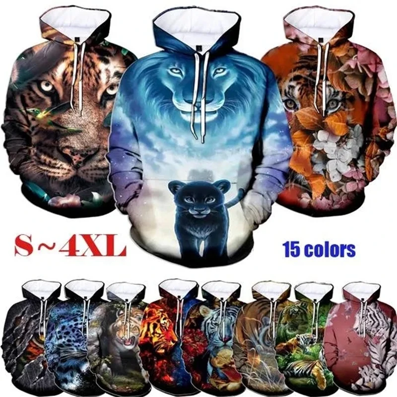 New Fashion Casual 3D Printing Lion Tiger Animal Hoodies Men's Trend Sweatshirt Hooded Sweater Casual Hoody Pullovers Unisex Top
New Fashion Casual 3D Printing Lion Tiger Animal Hoodies Men's Trend Sweatshirt Hooded Sweater Casual Hoody Pullovers Unisex Top