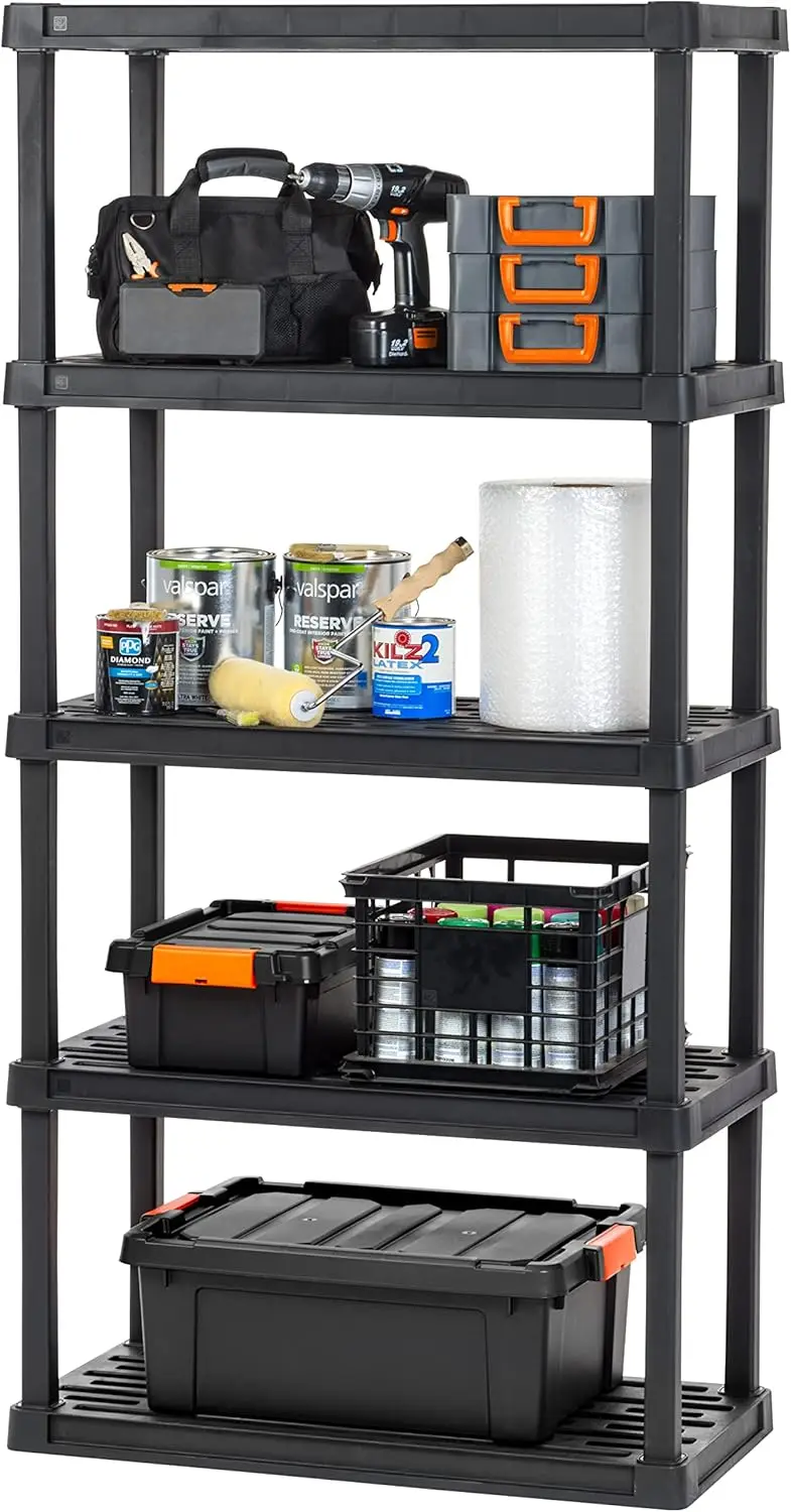 5-Shelf Heavy Duty Plastic Storage Shelves, 500lb Capacity, 73"H x 36"W x 18"D, Large Modular Shelving Unit Storage Organizer
5-Shelf Heavy Duty Plastic Storage Shelves, 500lb Capacity, 73"H x 36"W x 18"D, Large Modular Shelving Unit Storage Organizer