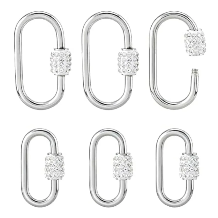 6Pcs 2 Styles Stainless Steel Screw Lock Charms Oval Clasp Necklace Connector Cubic Zirconia Screw Clasps for Jewelry Necklace
6Pcs 2 Styles Stainless Steel Screw Lock Charms Oval Clasp Necklace Connector Cubic Zirconia Screw Clasps for Jewelry Necklace