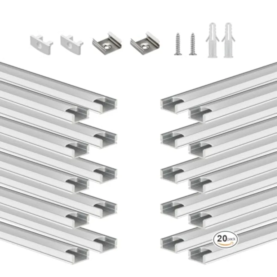 Система алюминиевых LED-профилей 1,64 фута/0,5 м с молочно-белыми рассеивающими линзами - Комплект - Серебристый алюминиевый экструзионный профиль-диффузор для светодиодных лент
Система алюминиевых LED-профилей 1,64 фута/0,5 м с молочно-белыми рассеивающими линзами - Комплект - Серебристый алюминиевый экструзионный профиль-диффузор для светодиодных лент