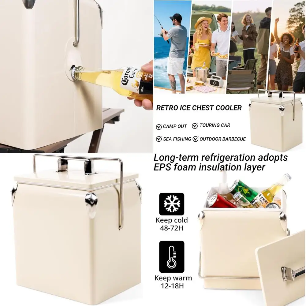 Retro Cooler 14 Quart - Portable Metal Vintage Ice Chest with Bottle Opener, Waterproof Stainless Steel Cooler, Outdoor Ice Buck
Retro Cooler 14 Quart - Portable Metal Vintage Ice Chest with Bottle Opener, Waterproof Stainless Steel Cooler, Outdoor Ice Buck