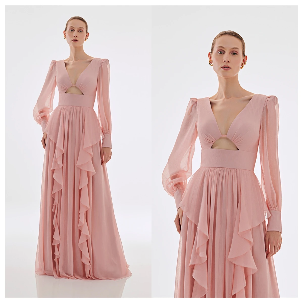 Customized Exquisite Pink Chiffon Evening Dress V-Neck Long Sleeves Homecoming Dress Fashion Special Occasion Gowns Modern
Customized Exquisite Pink Chiffon Evening Dress V-Neck Long Sleeves Homecoming Dress Fashion Special Occasion Gowns Modern