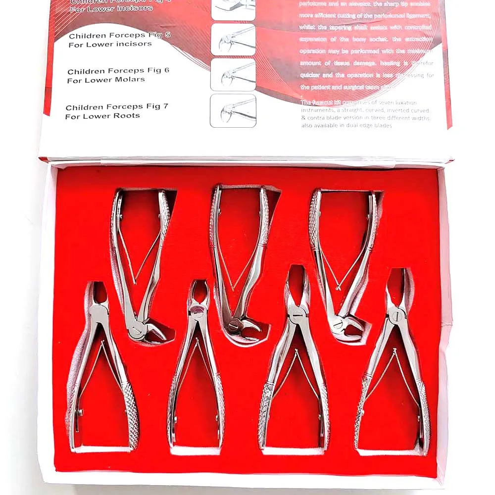 Dentals Stainless Steel Extraction Pliers Set Children's Extraction Pliers 7-piece Set Boxed Oral Care Tools and Instruments
Dentals Stainless Steel Extraction Pliers Set Children's Extraction Pliers 7-piece Set Boxed Oral Care Tools and Instruments