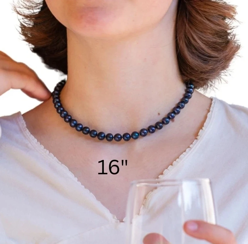 7-8mm Black Natural Freshwater Pearl Necklace For Woman Man Trendy 925 Sterling Silver Choker Jewelry Gift
7-8mm Black Natural Freshwater Pearl Necklace For Woman Man Trendy 925 Sterling Silver Choker Jewelry Gift