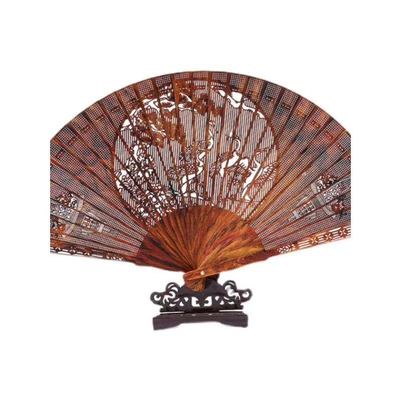 Folding fan, lobular red sandalwood craft fan, retro hollow carved sandalwood Su fan
Folding fan, lobular red sandalwood craft fan, retro hollow carved sandalwood Su fan