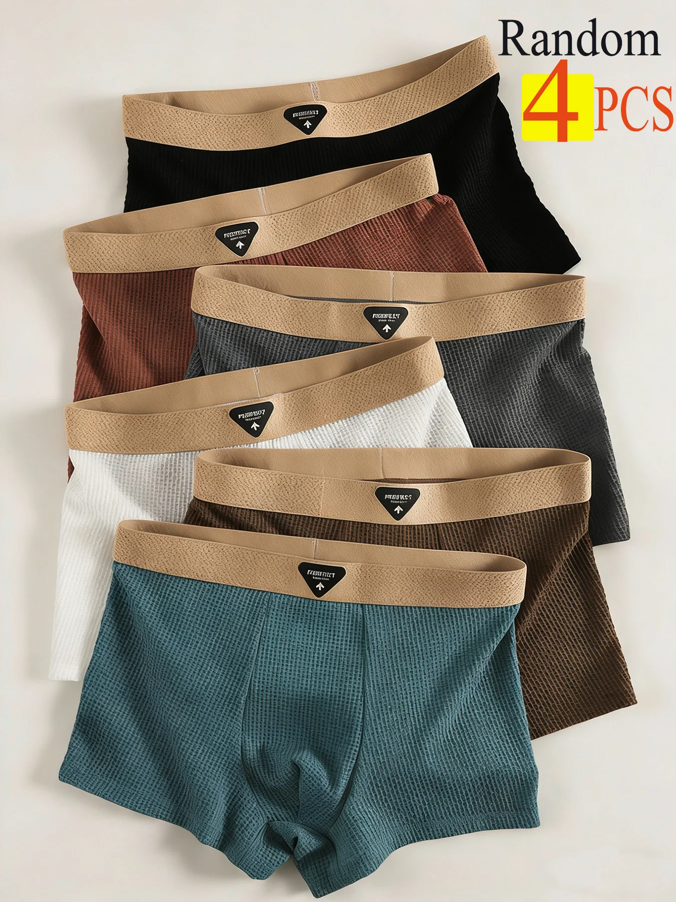 Random 4-piece men's waffle check briefs, breathable mid-waist elastic multi-color combination men's underwear set
Random 4-piece men's waffle check briefs, breathable mid-waist elastic multi-color combination men's underwear set
