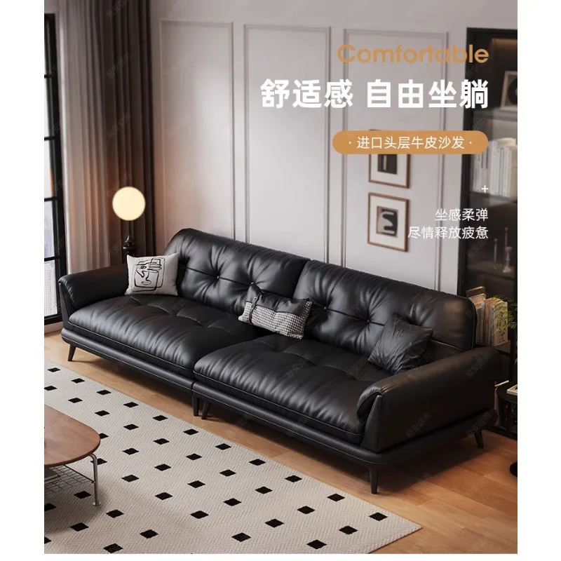 Italian minimalist leather French retro style living room simple modern small apartment straight row first layer cowhide sofa
Italian minimalist leather French retro style living room simple modern small apartment straight row first layer cowhide sofa