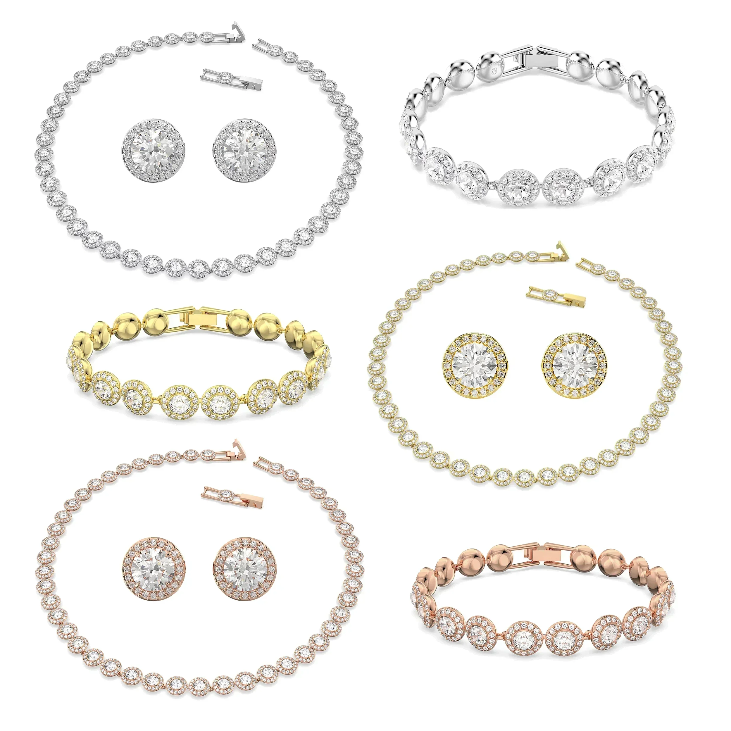 High Quality Women's Classic Happiness Diamond Round Crystal Necklace Set 925 Silver Gorgeous Una Angelic Series Jewelry Set
High Quality Women's Classic Happiness Diamond Round Crystal Necklace Set 925 Silver Gorgeous Una Angelic Series Jewelry Set
