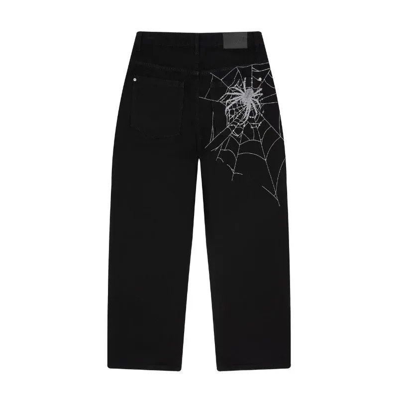 Loose Straight Leg Men's Jeans Spider Web Embroidery Street Style Cotton Denim Trousers Comfortable Fit Casual Daily Wear
Loose Straight Leg Men's Jeans Spider Web Embroidery Street Style Cotton Denim Trousers Comfortable Fit Casual Daily Wear