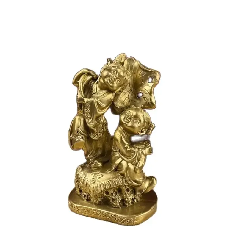 Exquisite brass and lotus leaf wide decoration, brass figures, children's home decor, living room ornaments, handicrafts, marri
Exquisite brass and lotus leaf wide decoration, brass figures, children's home decor, living room ornaments, handicrafts, marri