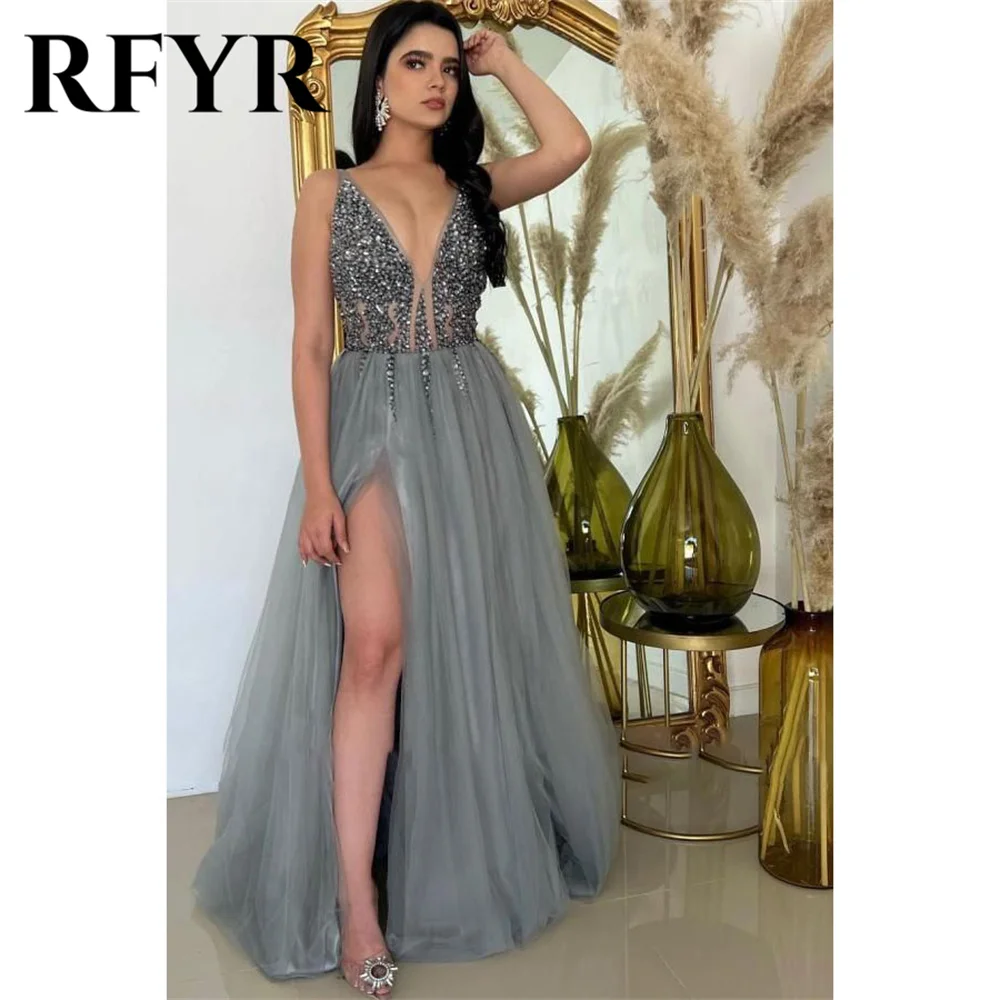RFYR Spaghetti Strap Grey Appliques Lace Evening Dress Beading Woman Night Dresses V Neck Celebrity Dress Formal Gown Customized
RFYR Spaghetti Strap Grey Appliques Lace Evening Dress Beading Woman Night Dresses V Neck Celebrity Dress Formal Gown Customized