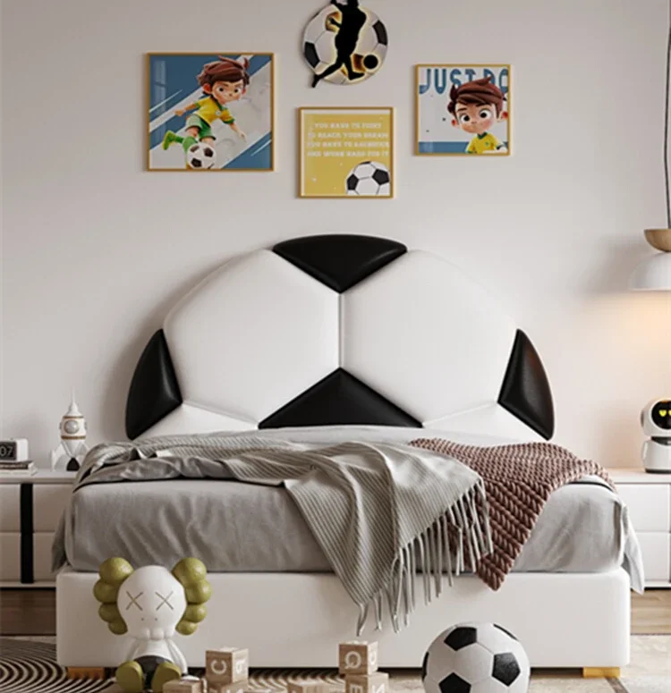 Football bed boys solid wood modern simple 1.2m boys room junior high single suspension youth children bed 
Football bed boys solid wood modern simple 1.2m boys room junior high single suspension youth children bed